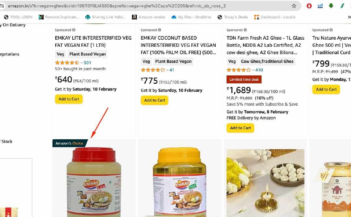 Amazon.in — Amazon’s Choice on a launched grocery listing