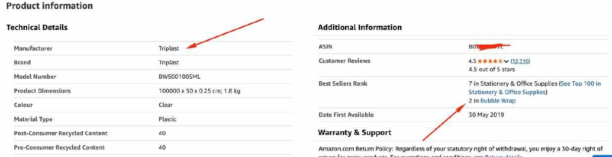 Amazon UK — #1 Best Seller, Packing List Envelopes